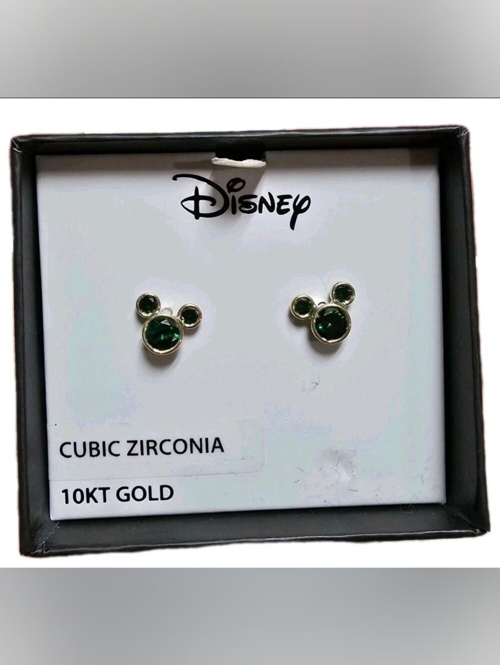 Disney 10KT Gold Green Cubic Zirconia Mickey Stud Earrings